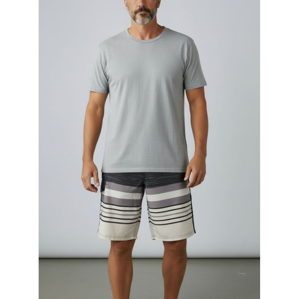 Mossimo Supply Co. Mens Striped Swim Shorts With Pocket Size 38 Recycled Polyest